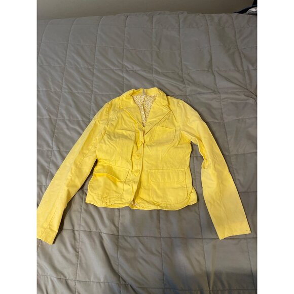 Yellow Old Navy Womens Blazer Jacket XS Cotton Blend With Pocket Details - Picture 1 of 5